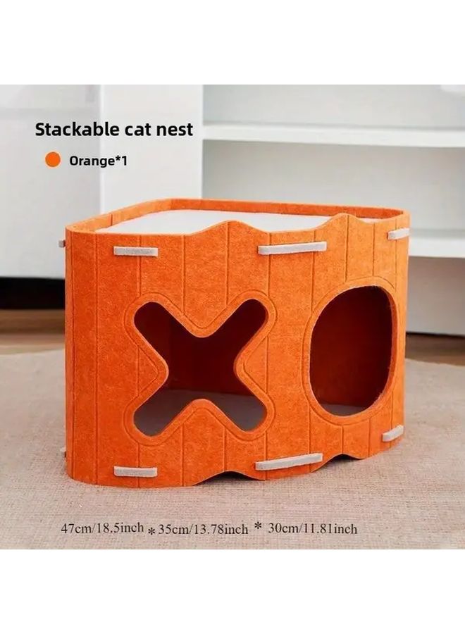 سرير قطط مثلث أخضر معلق على الحائط عمود خدش مزدوج الطبقات منطقة لعب ناعمة السطح - Image 3